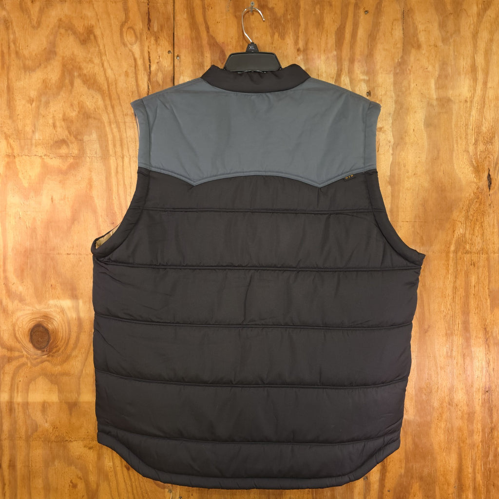 Howler Bros Vest Rounder Button Up Quilted Men's XL Black Teal-Green - DAD DENIM