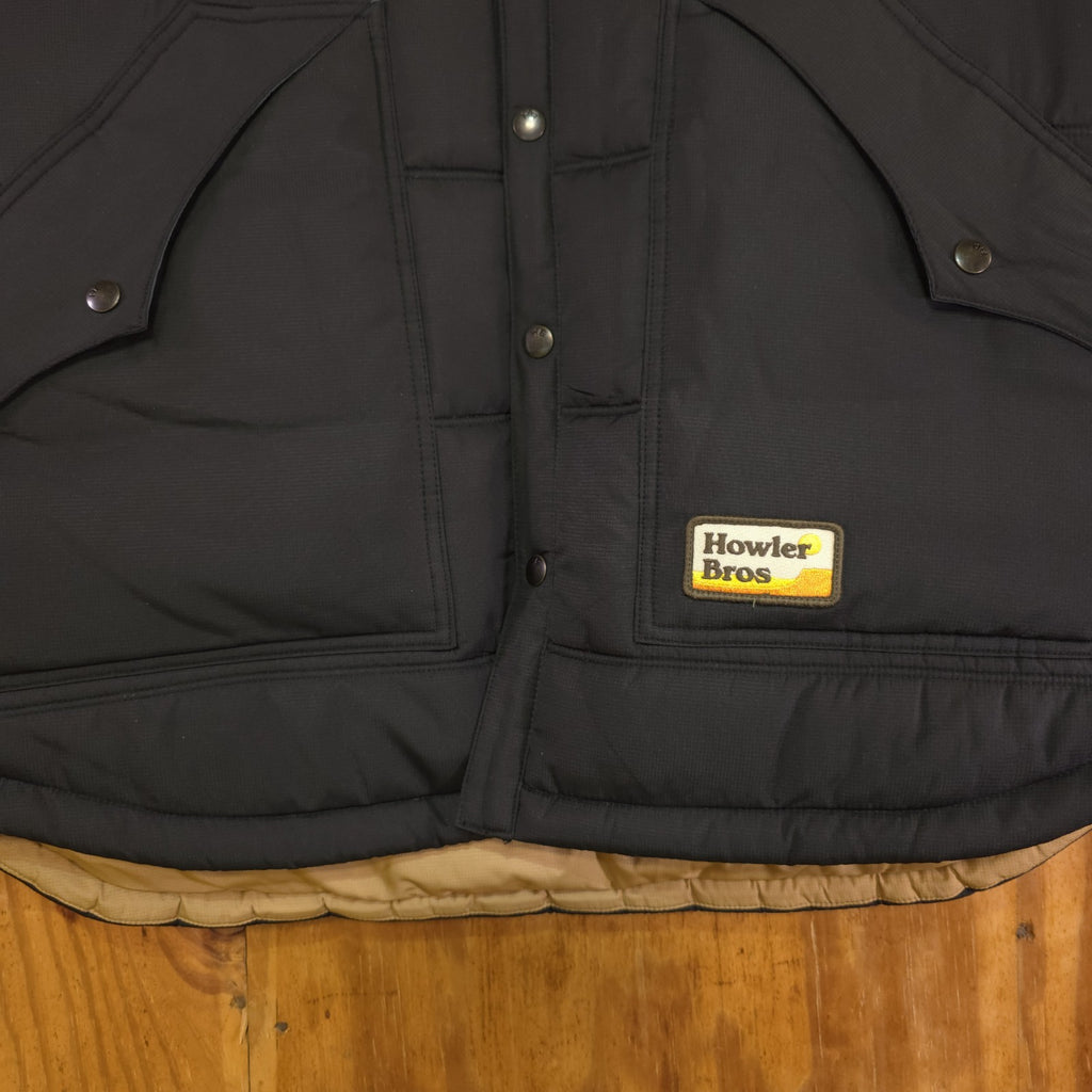 Howler Bros Vest Rounder Button Up Quilted Men's XL Black Teal-Green - DAD DENIM