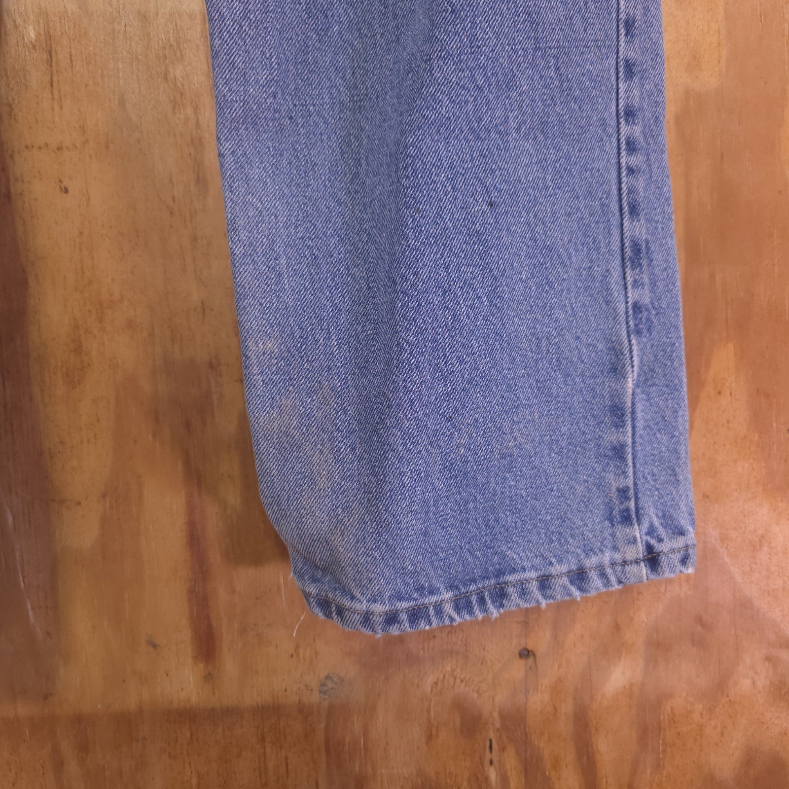 Destroyed Wrangler Blue Jeans Men’s 36x30 Vintage Distressed Denim - DAD DENIM