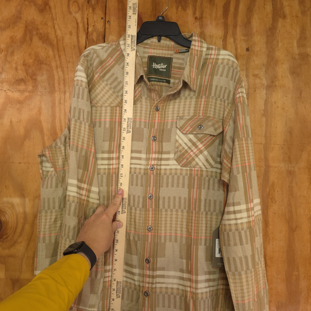 Howler Brothers Flannel Shirt Men XL Button Up Brown Plaid - NEW  DAD DENIM