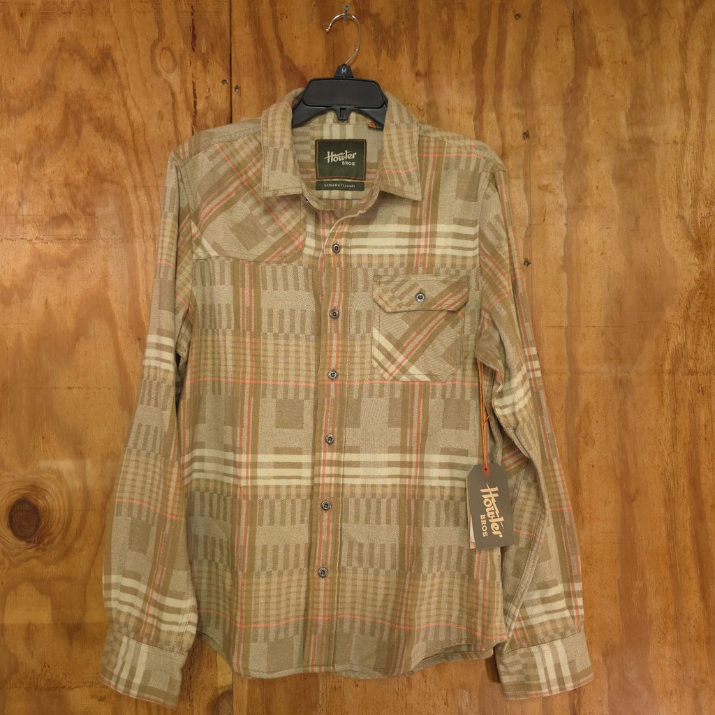 Howler Brothers Flannel Shirt Mens Medium Button Up Brown Plaid - NEW  DAD DENIM