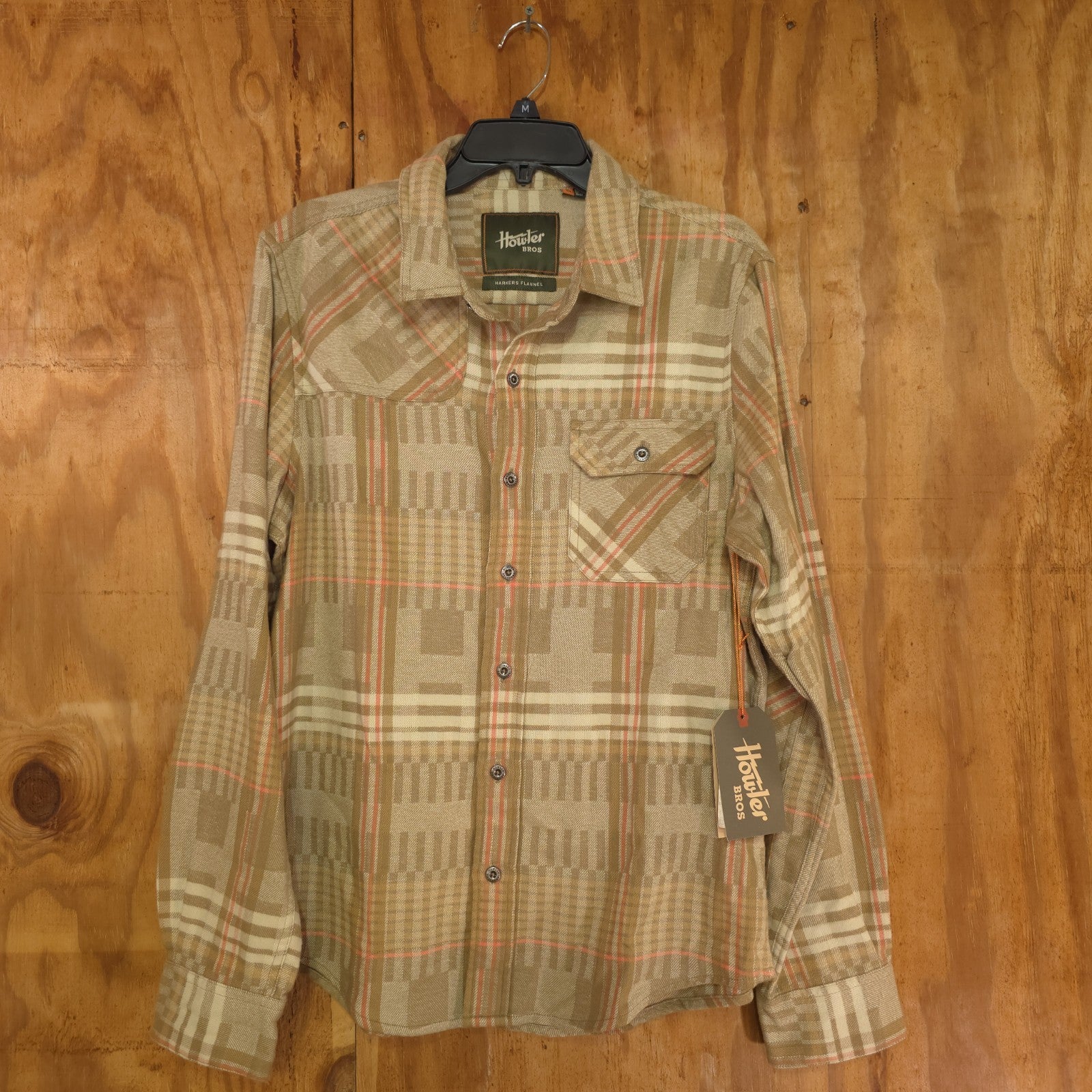 Howler Brothers Flannel Shirt Mens Medium Button Up Brown Plaid - NEW  DAD DENIM