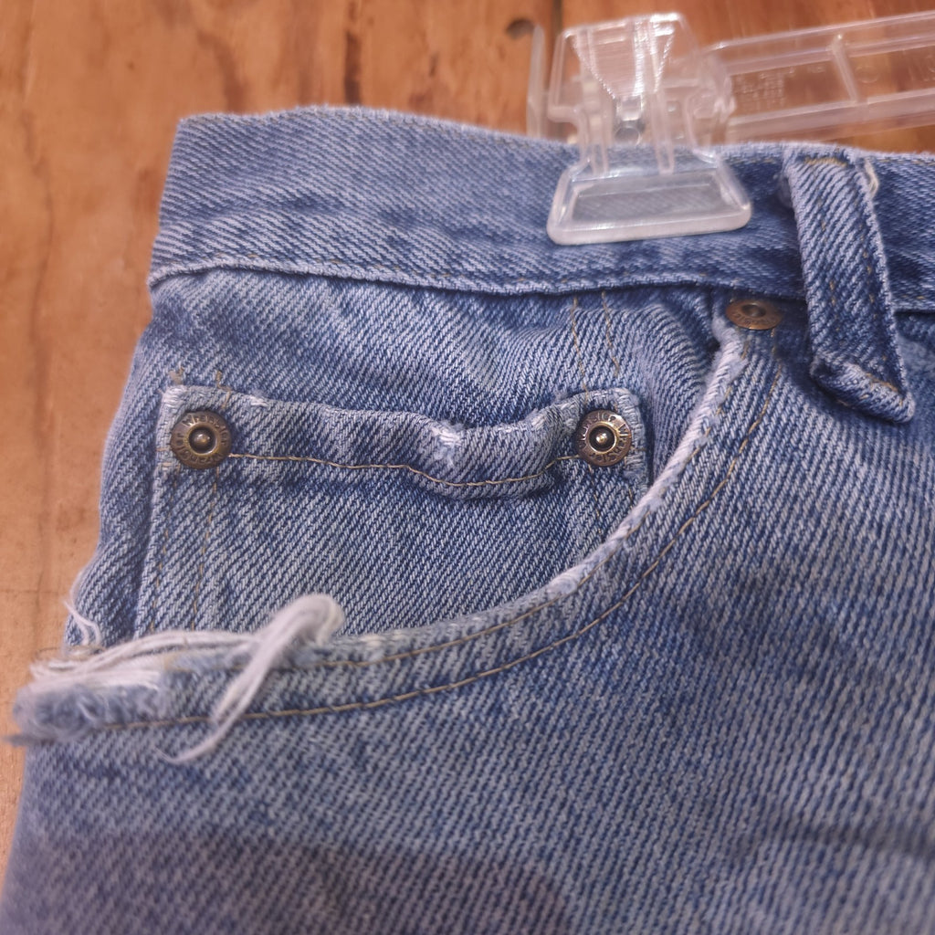 Destroyed Wrangler Blue Jeans Men’s 36x30 Vintage Distressed Denim - DAD DENIM