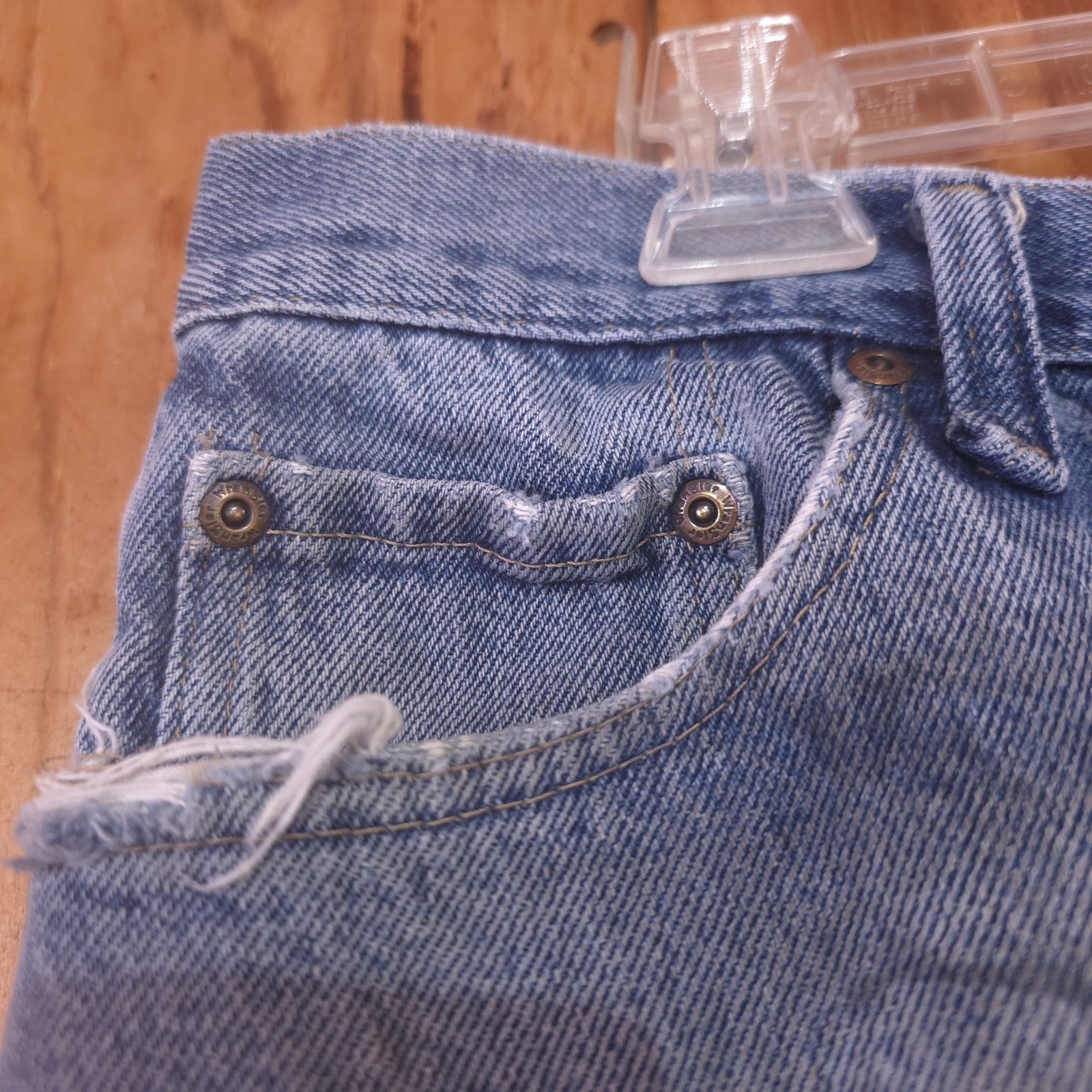 Destroyed Wrangler Blue Jeans Men’s 36x30 Vintage Distressed Denim - DAD DENIM