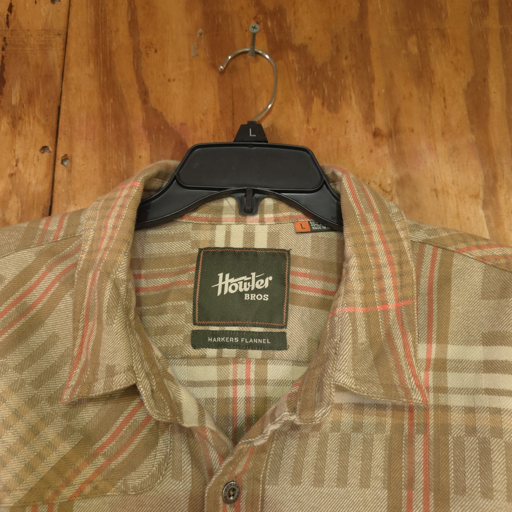 Howler Brothers Flannel Shirt Men’s Large Button Up Brown Plaid - NEW  DAD DENIM