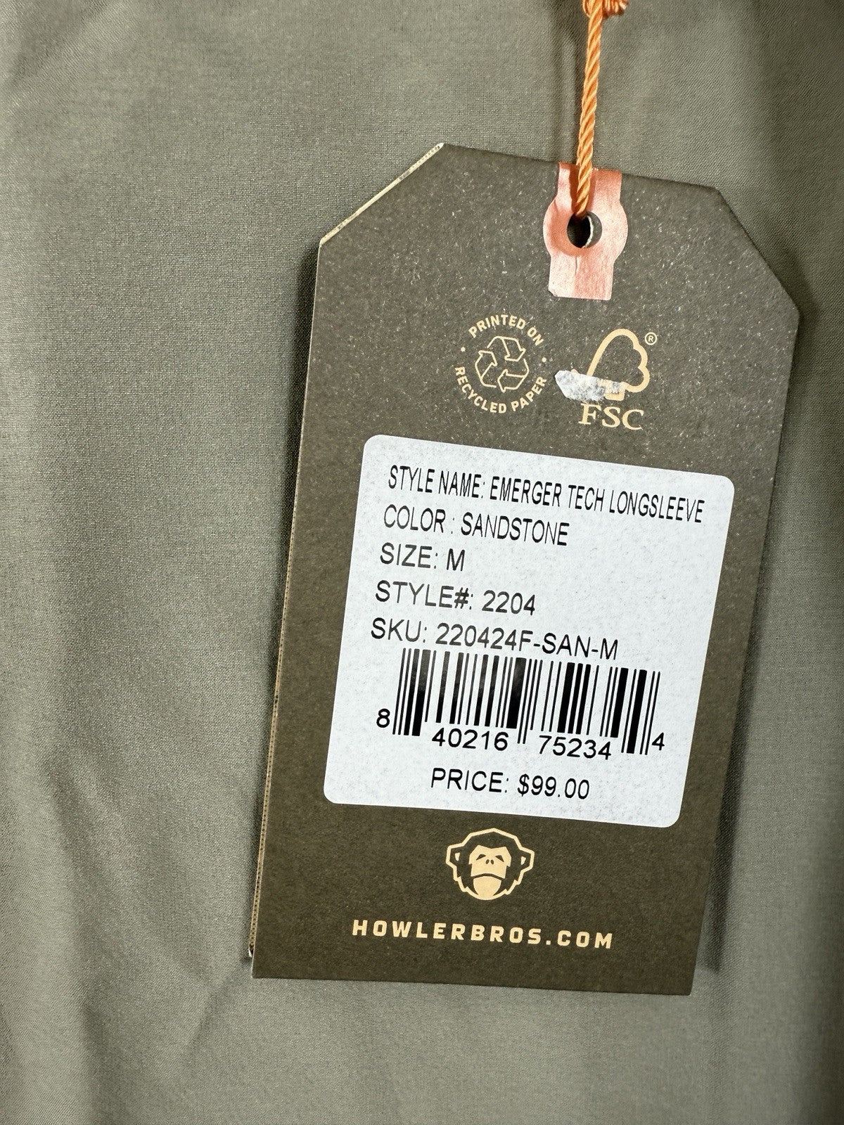 New Howler Bros Emerger Tech Shirt SIZE M Sandstone Tan Snap Front - DAD DENIM