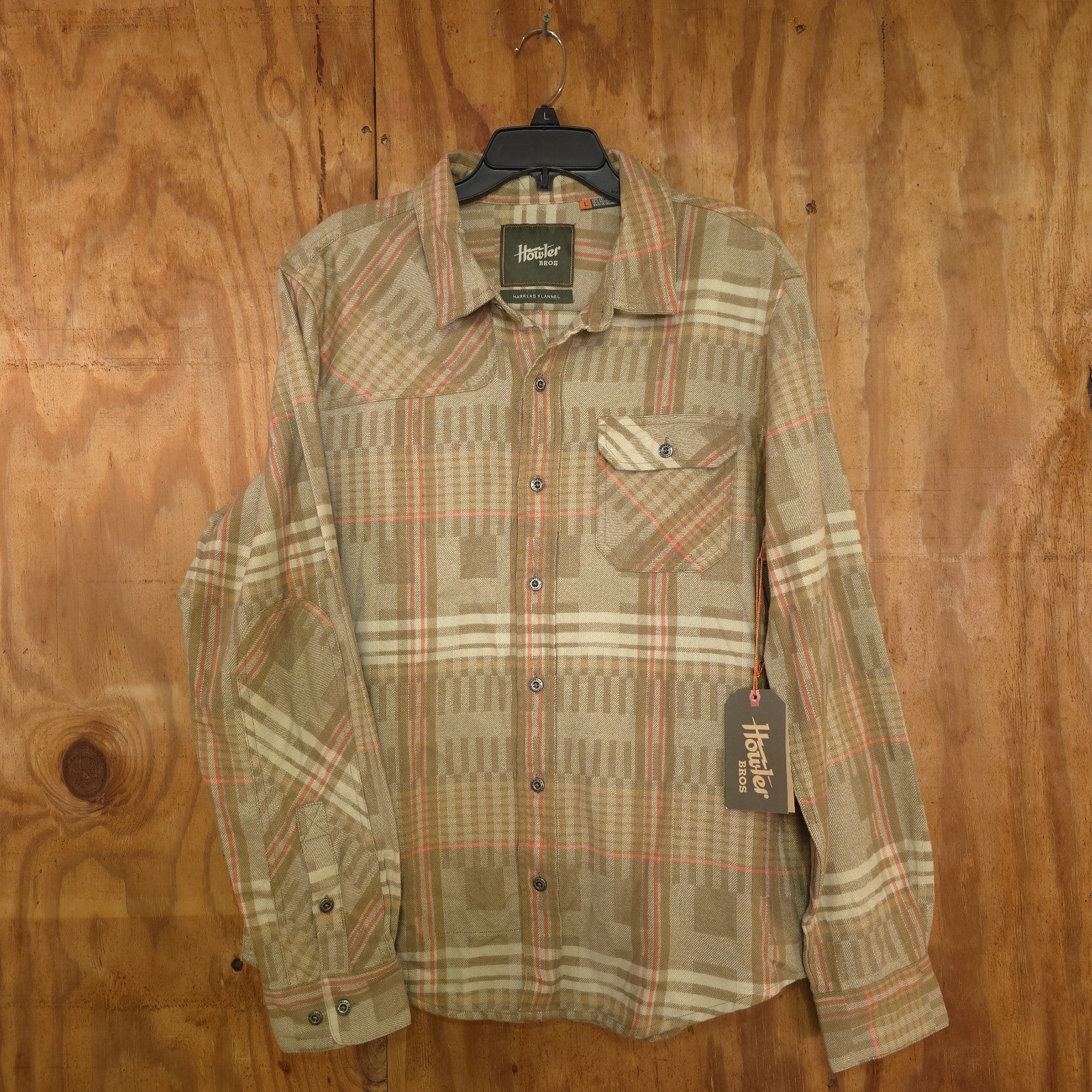 Howler Brothers Flannel Shirt Men’s Large Button Up Brown Plaid - NEW  DAD DENIM