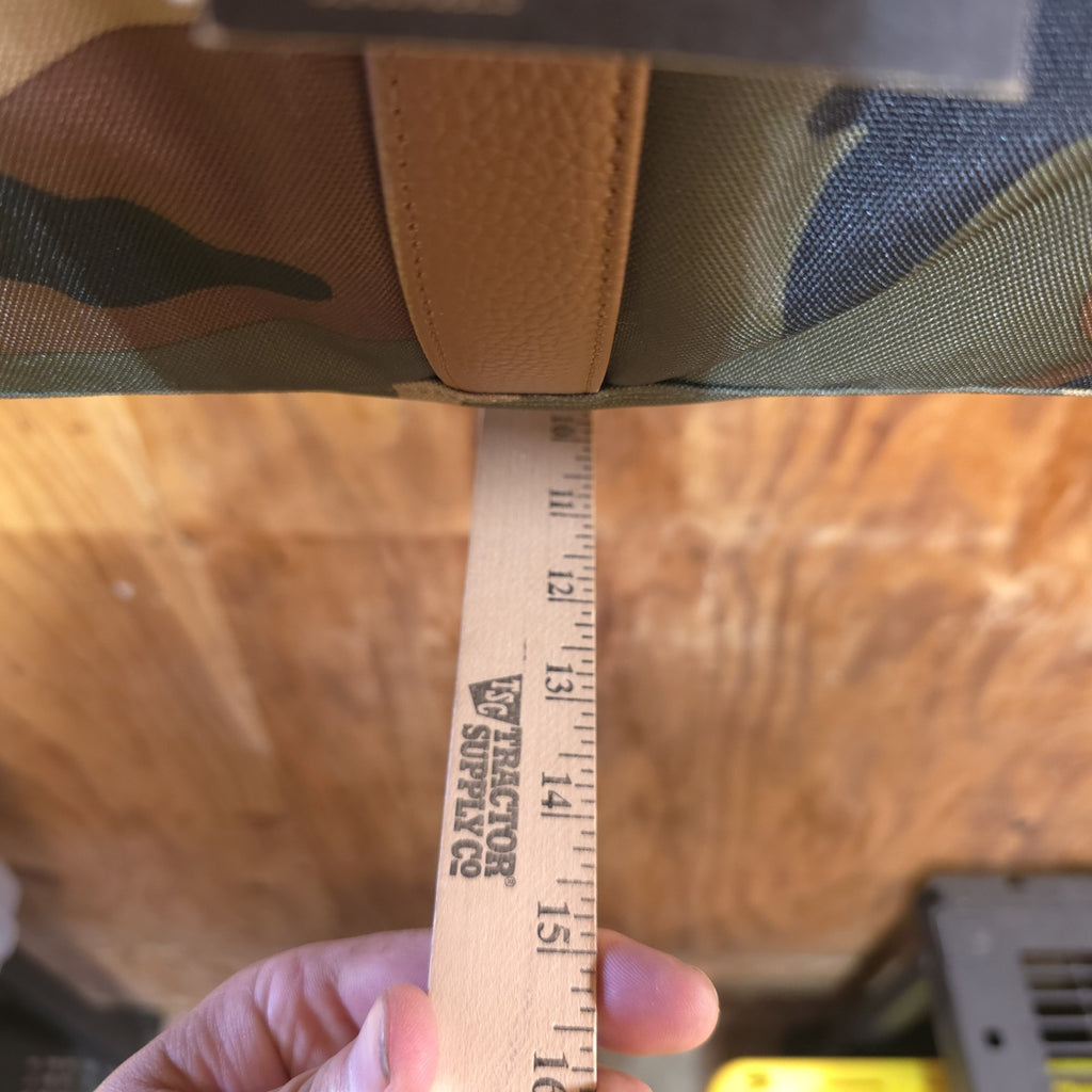 Herschel Novel Duffle Woodland Camo FAUX Leather and Shoulder Strap - DAD DENIM