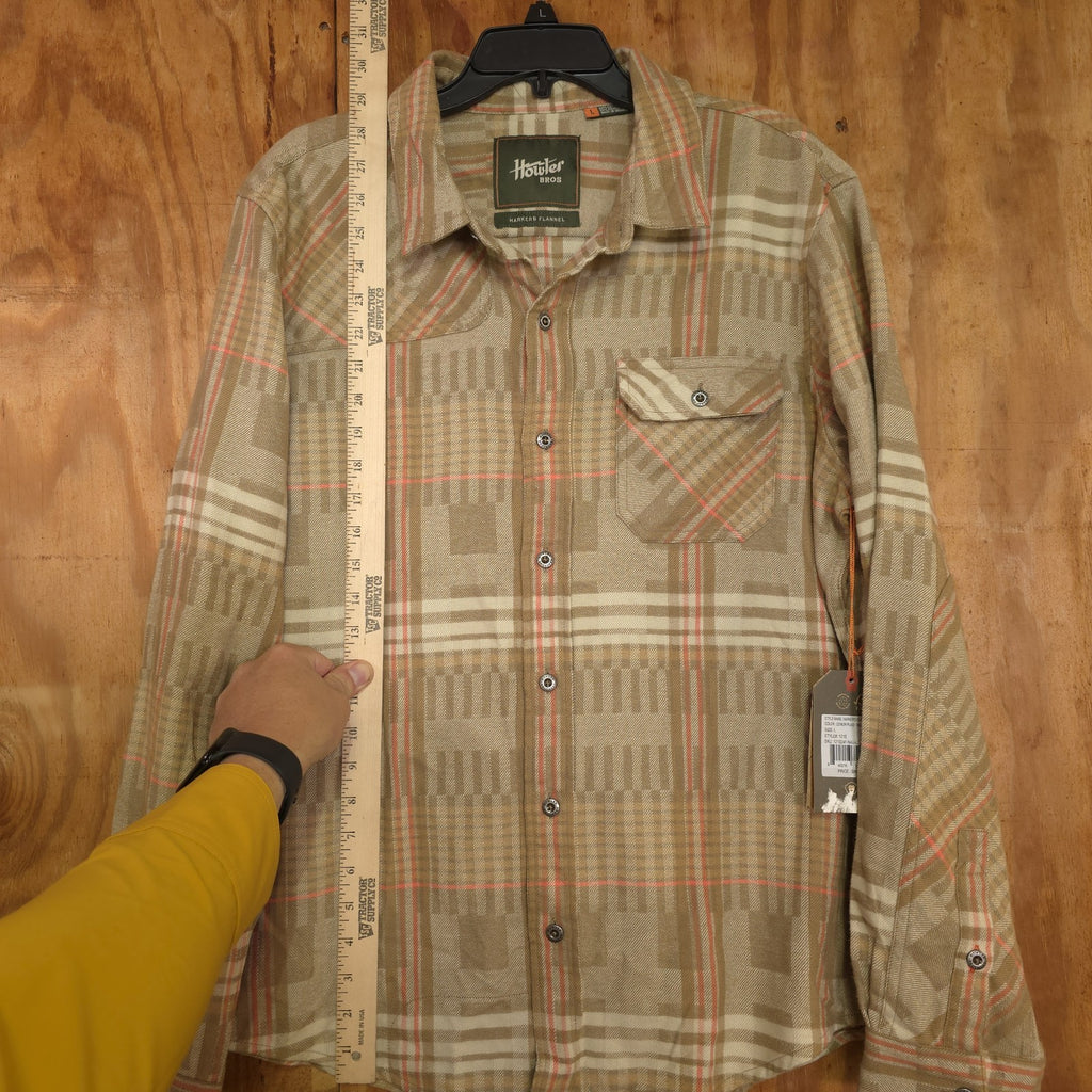 Howler Brothers Flannel Shirt Men’s Large Button Up Brown Plaid - NEW  DAD DENIM