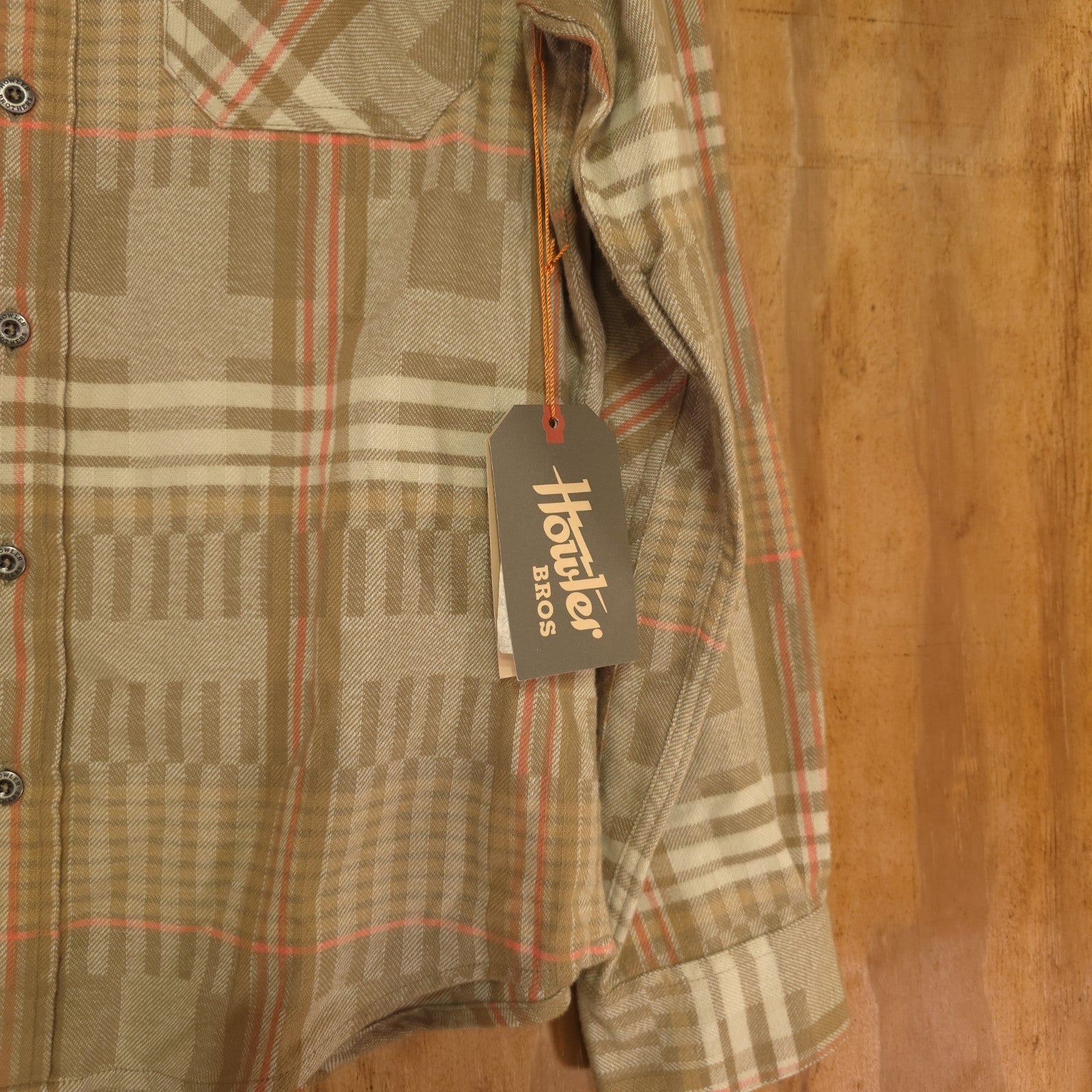Howler Brothers Flannel Shirt Mens Medium Button Up Brown Plaid - NEW  DAD DENIM