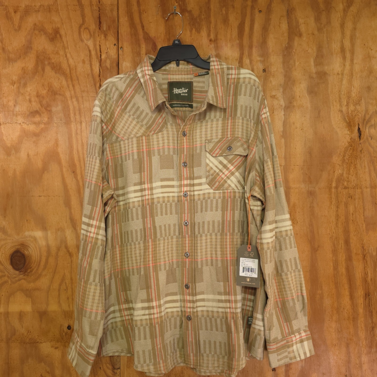 Howler Brothers Flannel Shirt Men XL Button Up Brown Plaid - NEW  DAD DENIM