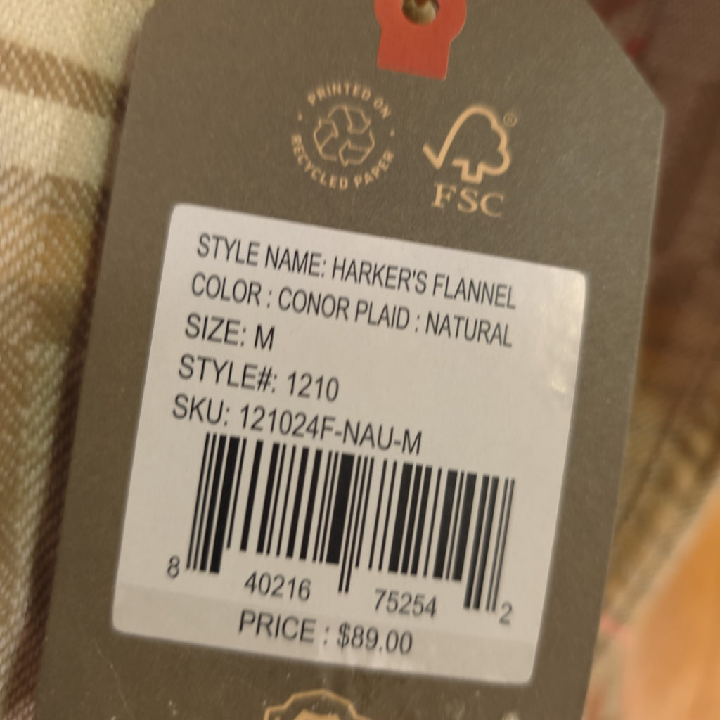 Howler Brothers Flannel Shirt Mens Medium Button Up Brown Plaid - NEW  DAD DENIM