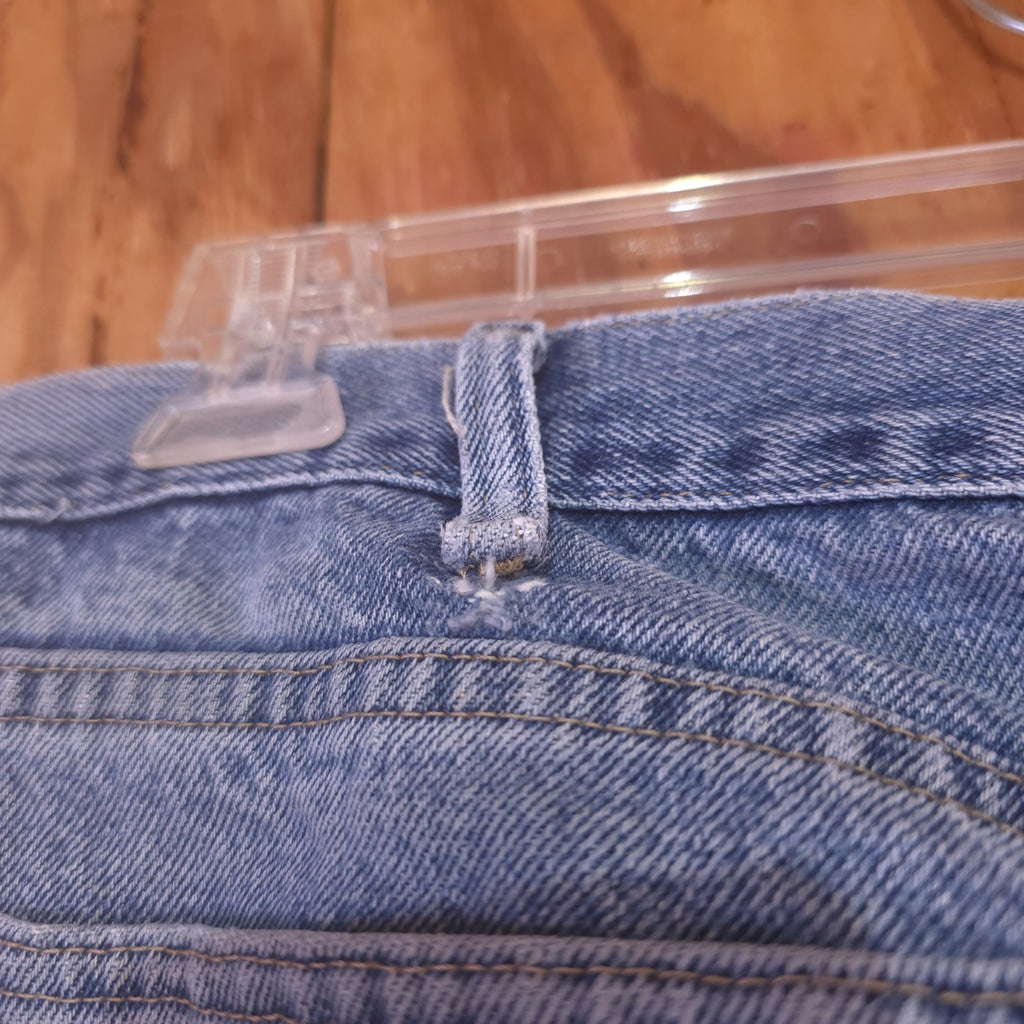 Destroyed Wrangler Blue Jeans Men’s 36x30 Vintage Distressed Denim - DAD DENIM